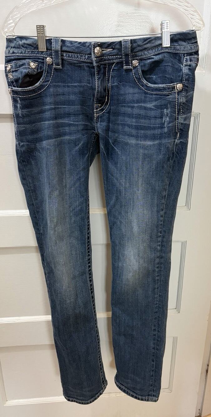 Miss Me Womens 30 31 X 32 Straight Leg Denim Jeans Designer Pocket